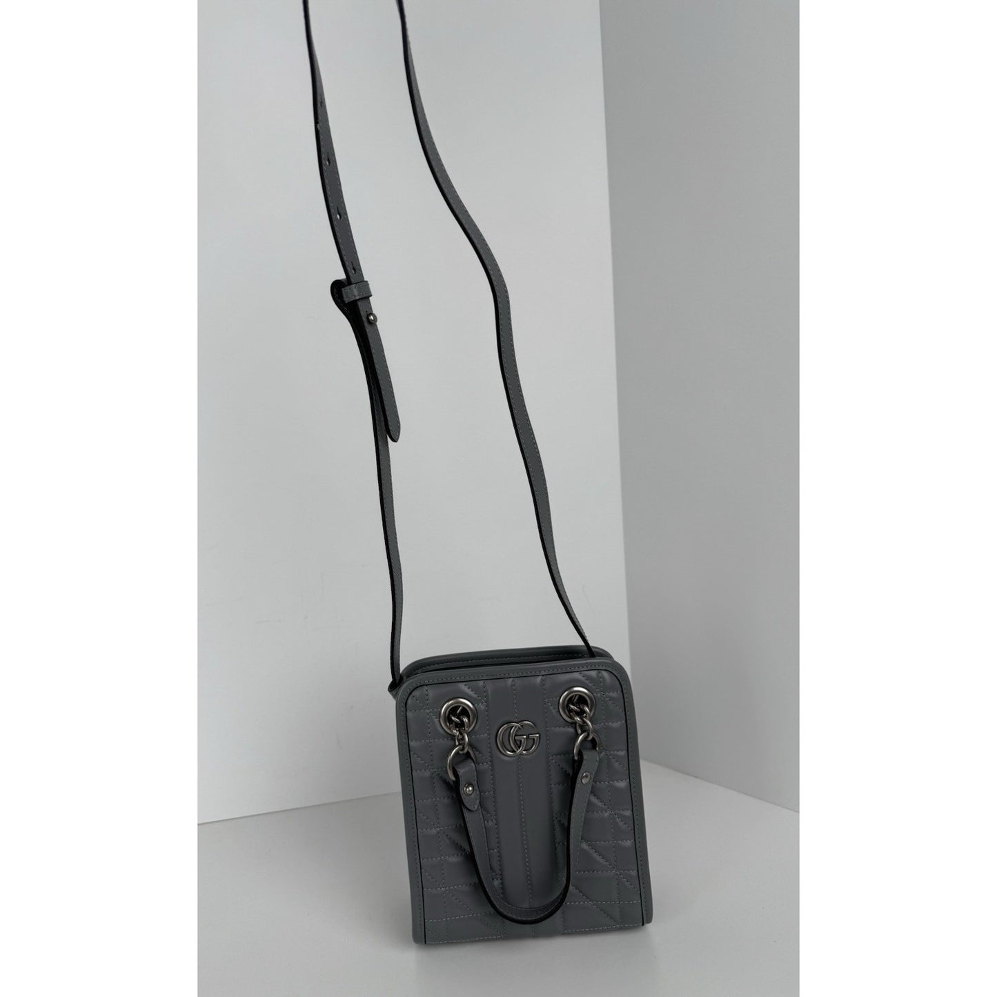 Gucci Double G Marmont Mini Grey Women's Shoulder Bag