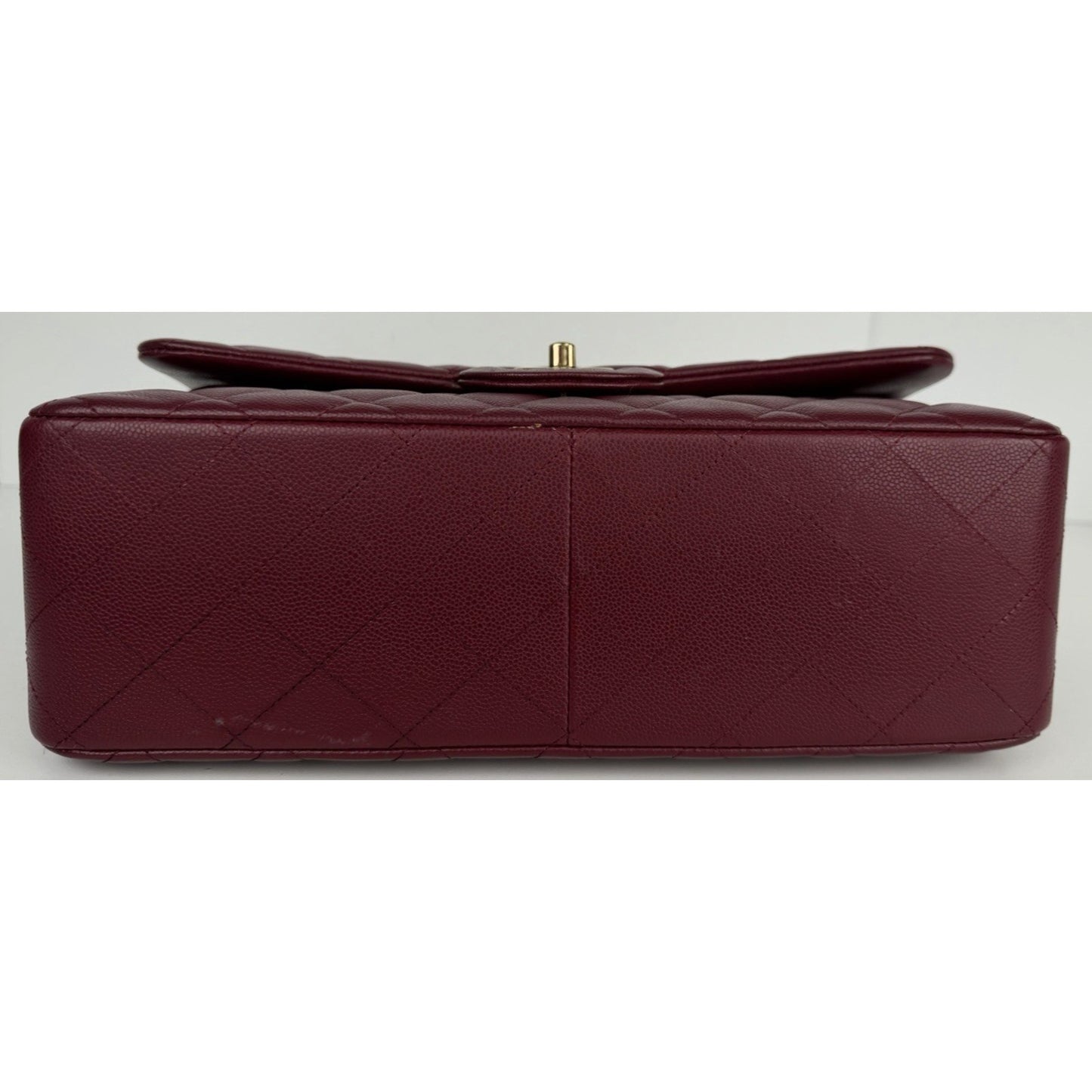 Chanel Classic Double Flap Jumbo Shoulder Bag in Burgundy Caviar Leather NFC E-5
