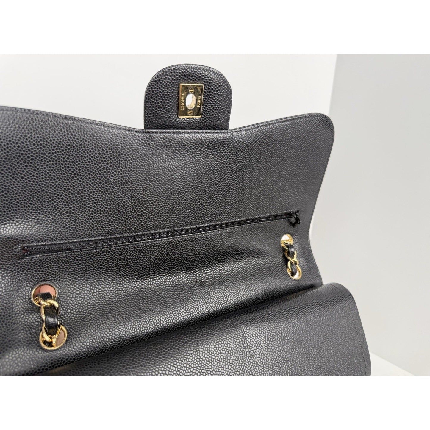 Chanel Classic Caviar Jumbo Double Flap Bag Black with Gold Hardware B-2