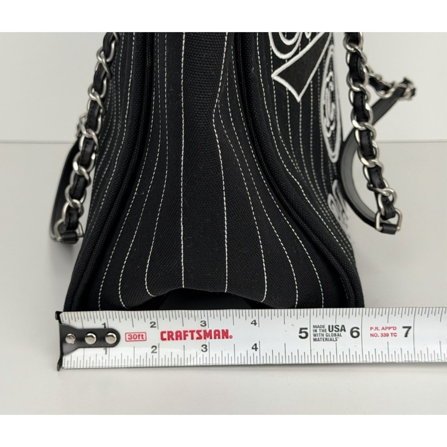 Chanel Deauville Large Shopping Tote Bag in Black and White Striped Canvas R1