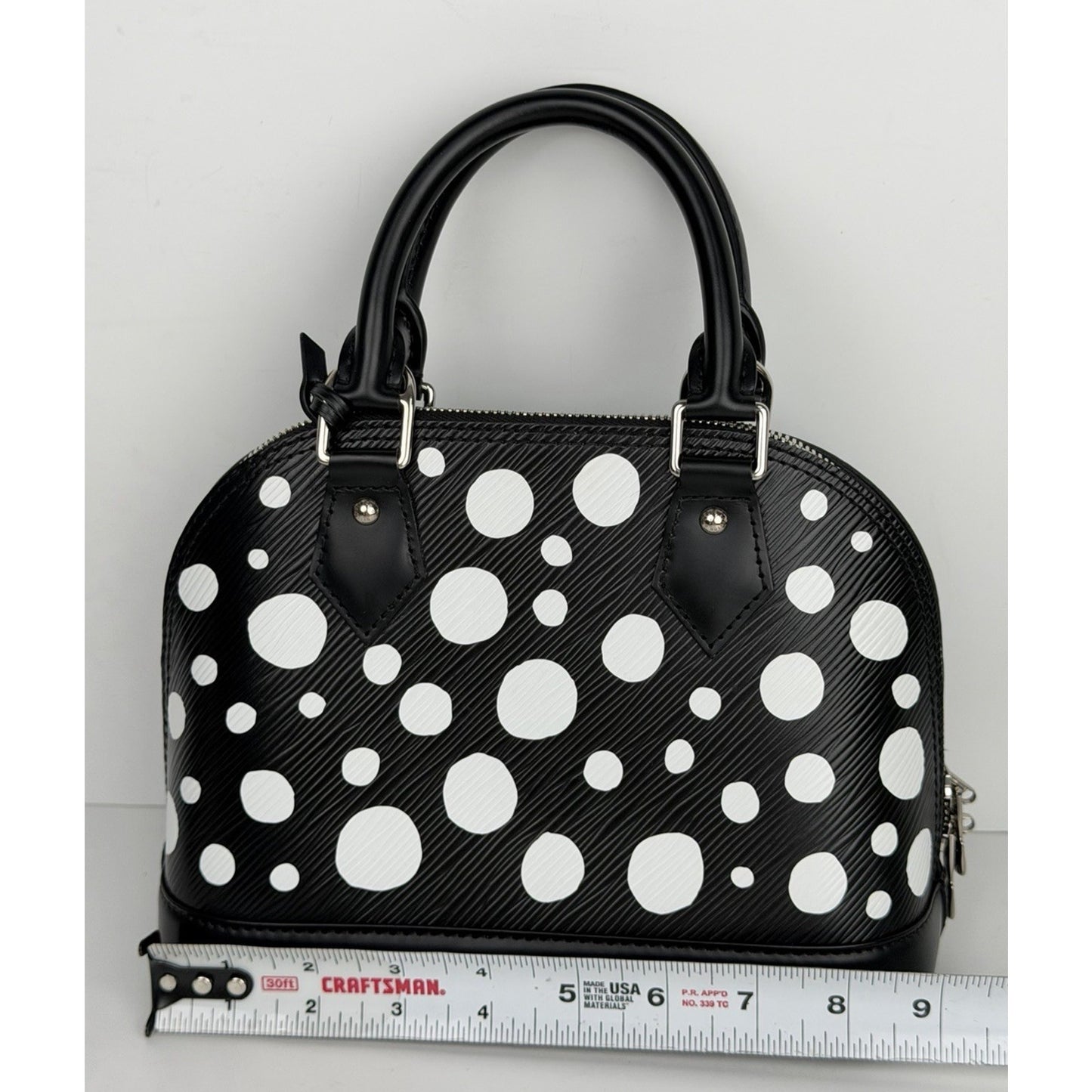 Louis Vuitton x Yayoi Kusama Alma BB Handbag in Black Epi Leather NFC C8