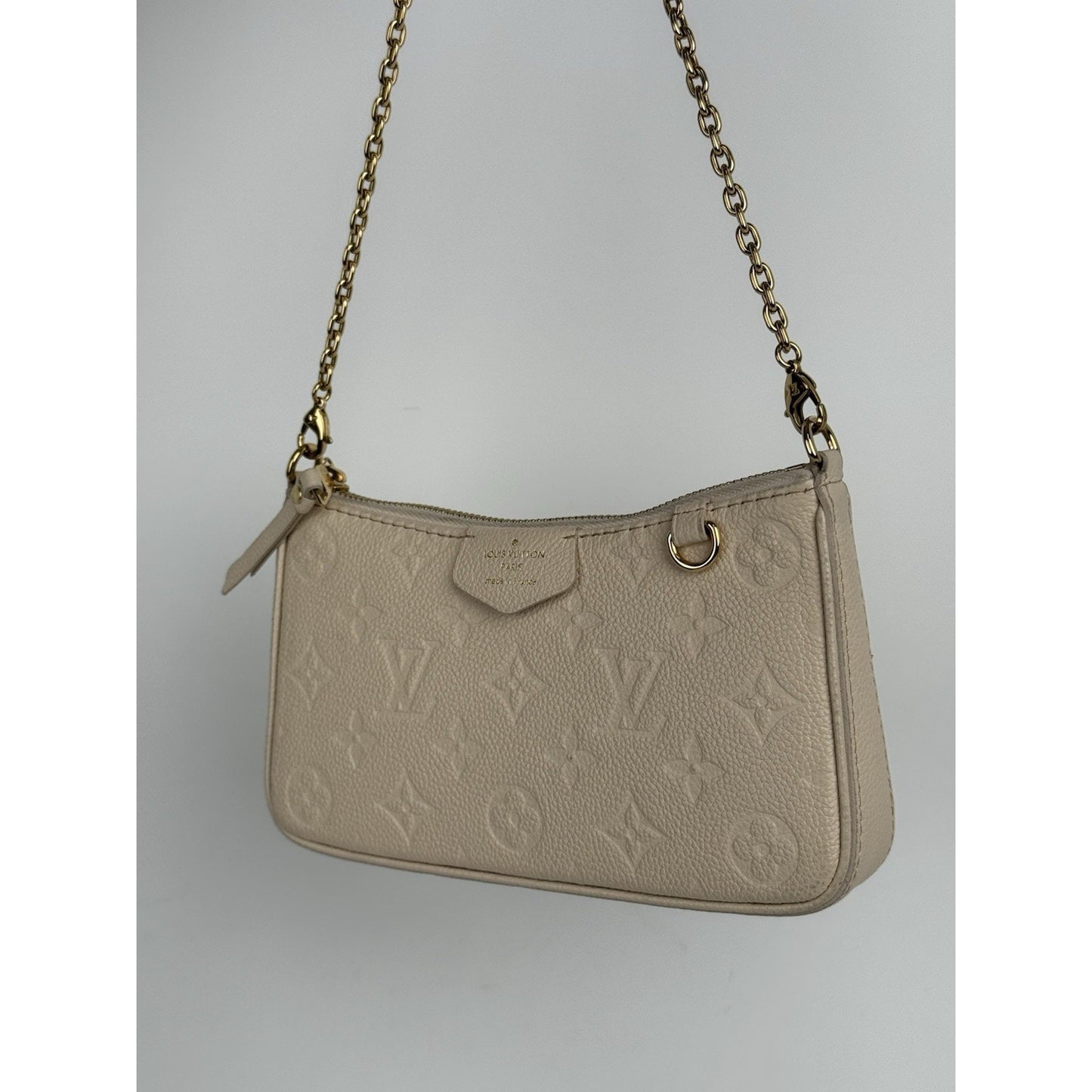 Louis Vuitton Easy Pouch On Strap White Monogram Empreinte Leather