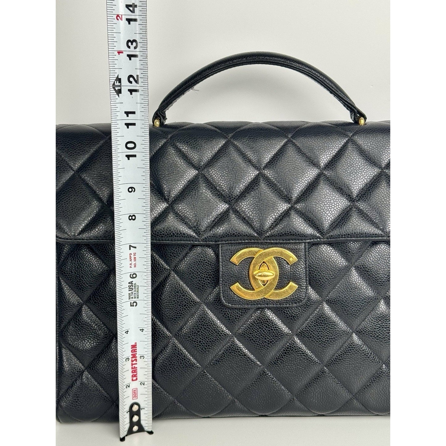 Chanel Vintage Quilted Briefcase Black Caviar Leather