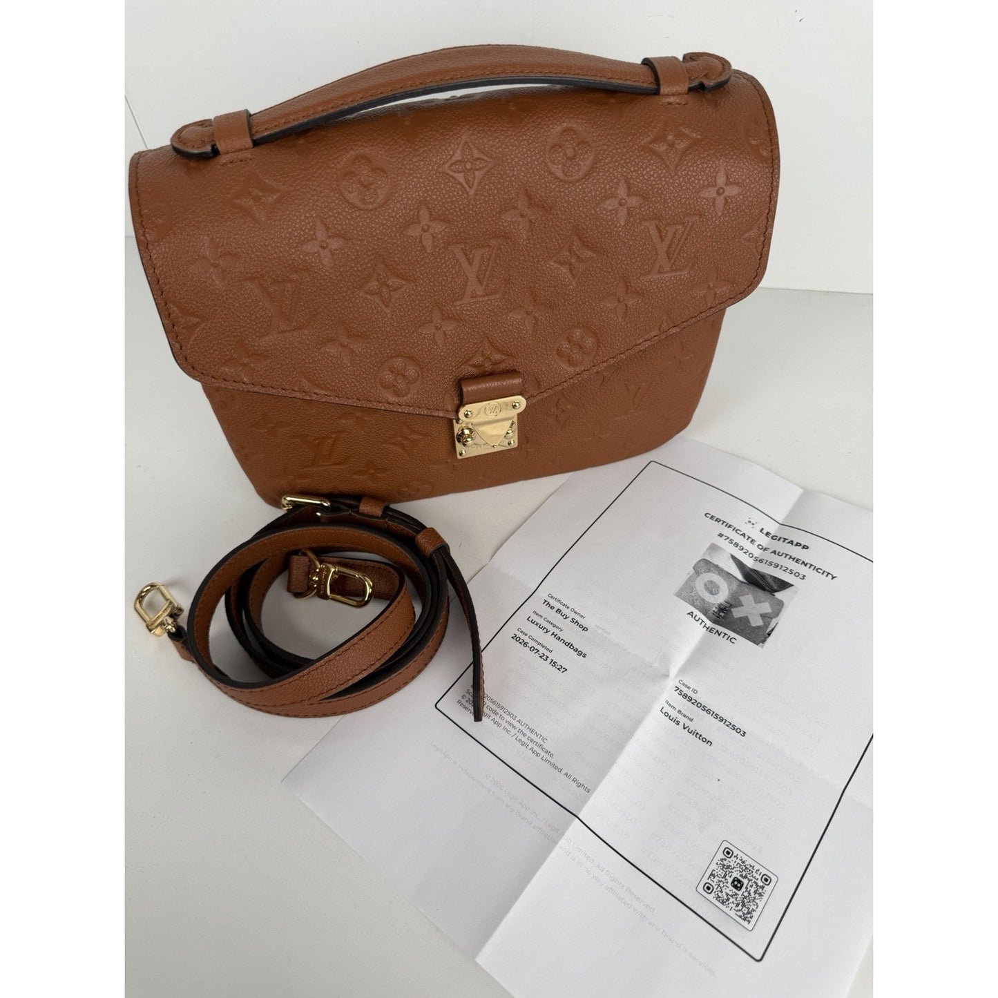 Louis Vuitton Pochette Metis Bag in Cognac Monogram Empreinte Leather NFC B-4