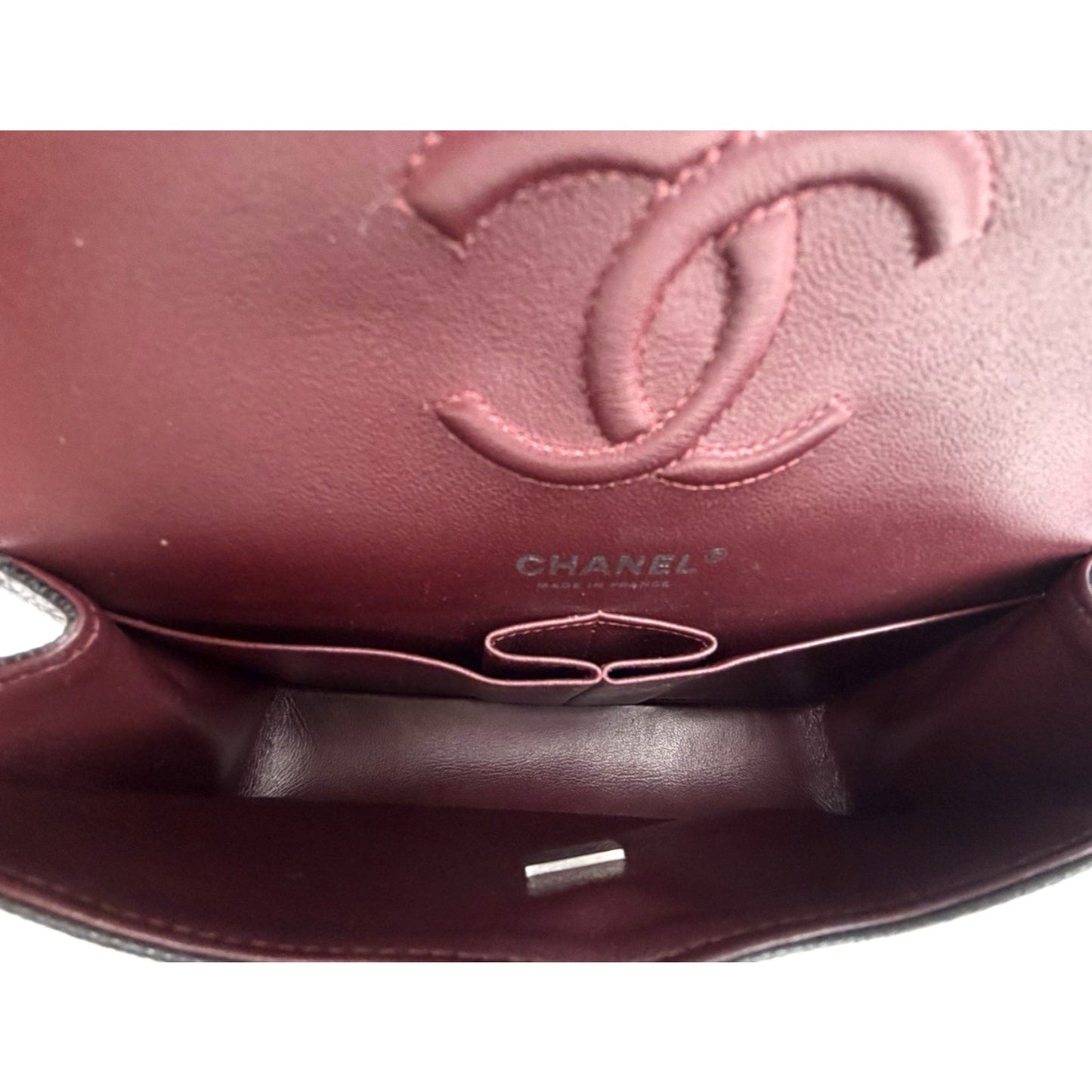 Chanel Classic Double Flap Small Bag Black Caviar Leather Silver Hardware NFC D7