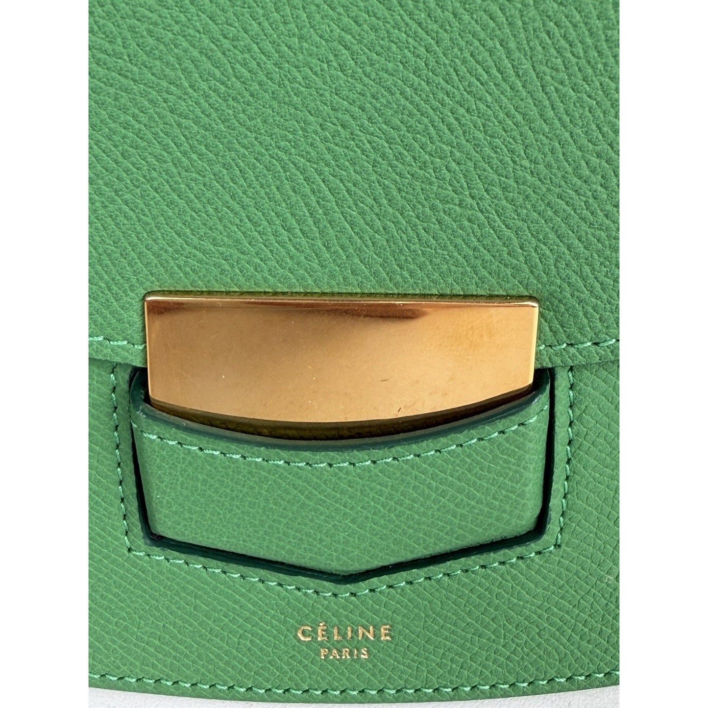 Celine by Phoebe Philo Trotteur Small Crossbody Bag in Grainy Green Leather S-08