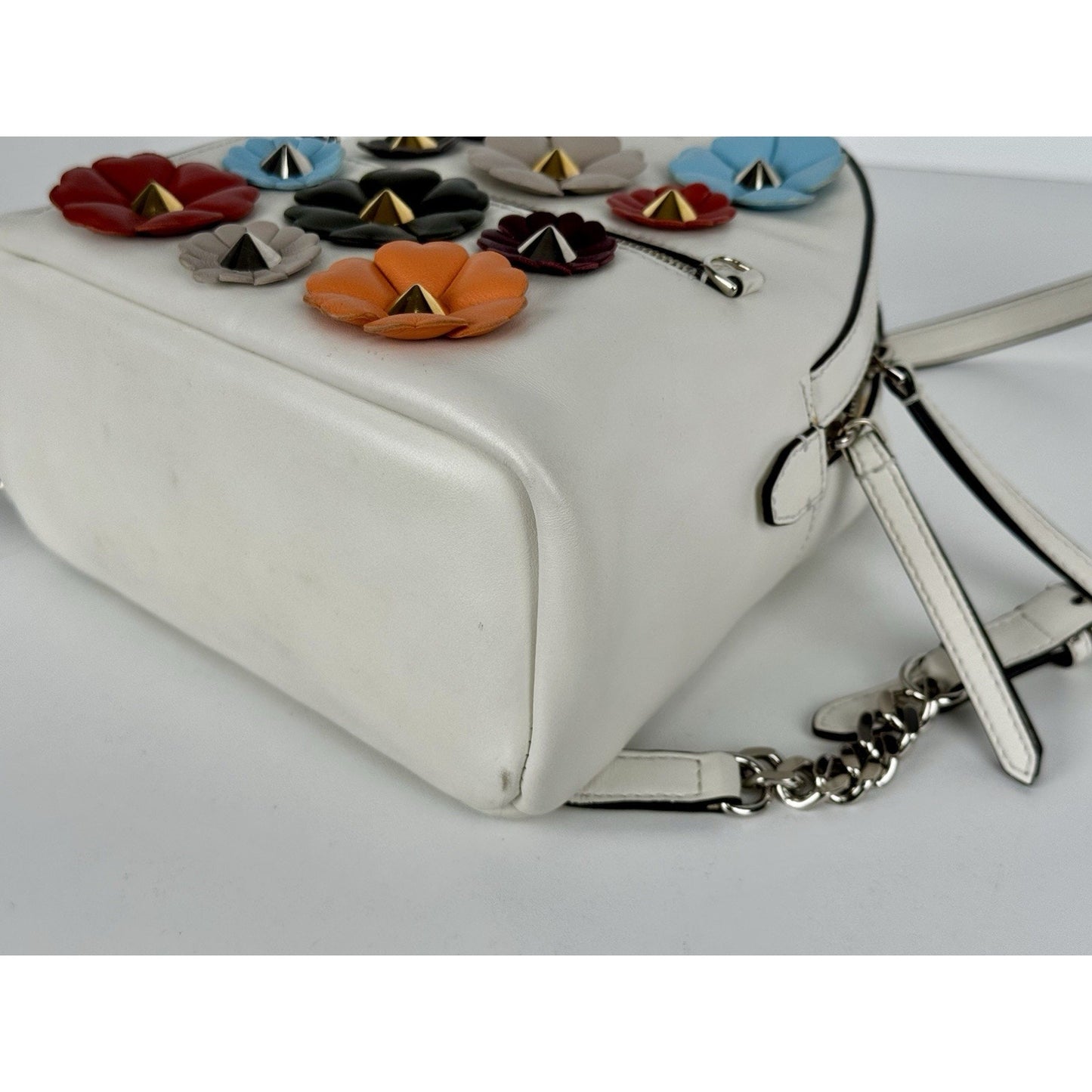 Fendi Flowerland Mini Backpack White Multicolor Leather C-6