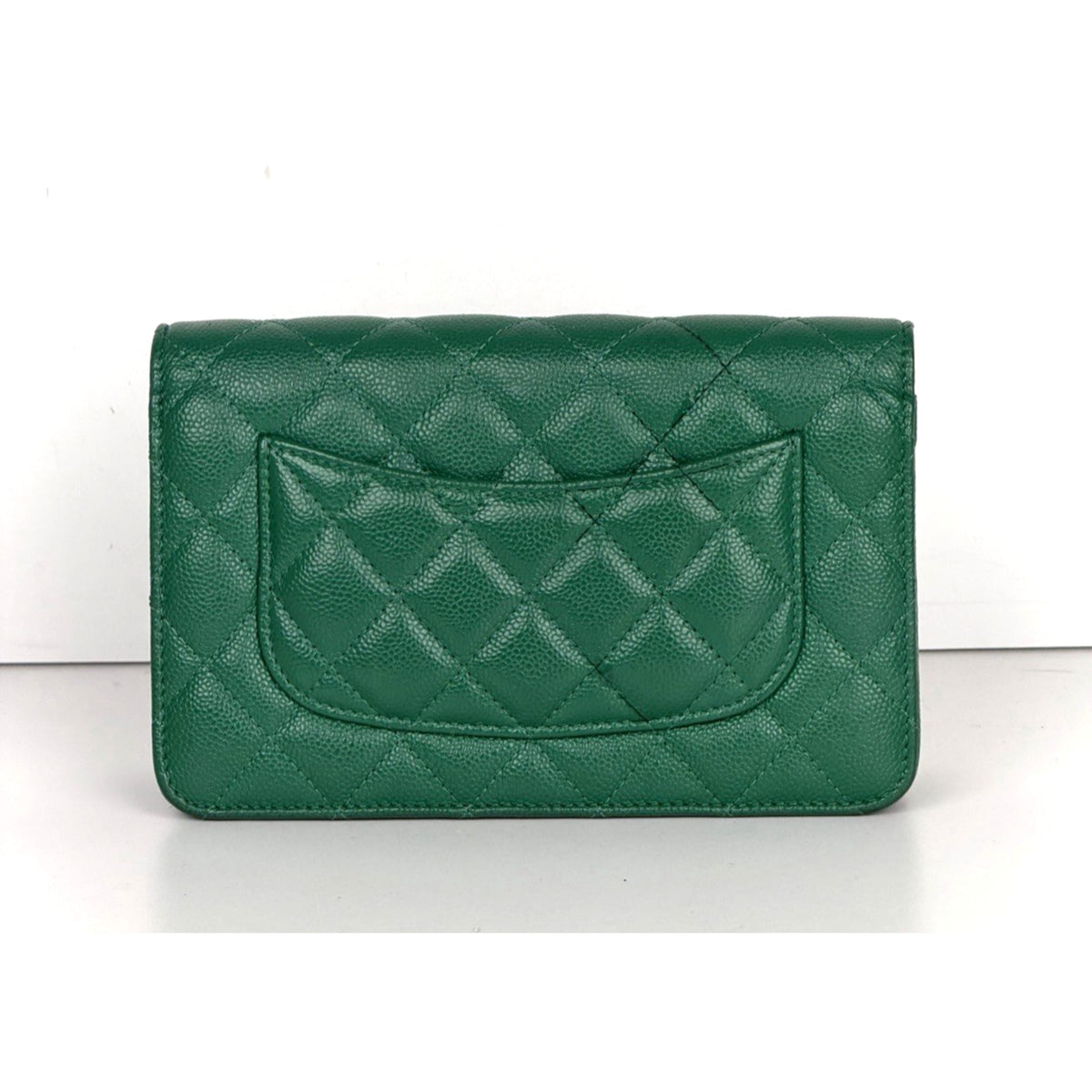 Chanel Quilted Wallet on Chain Bag in Caviar Green Leather 2020 D-4