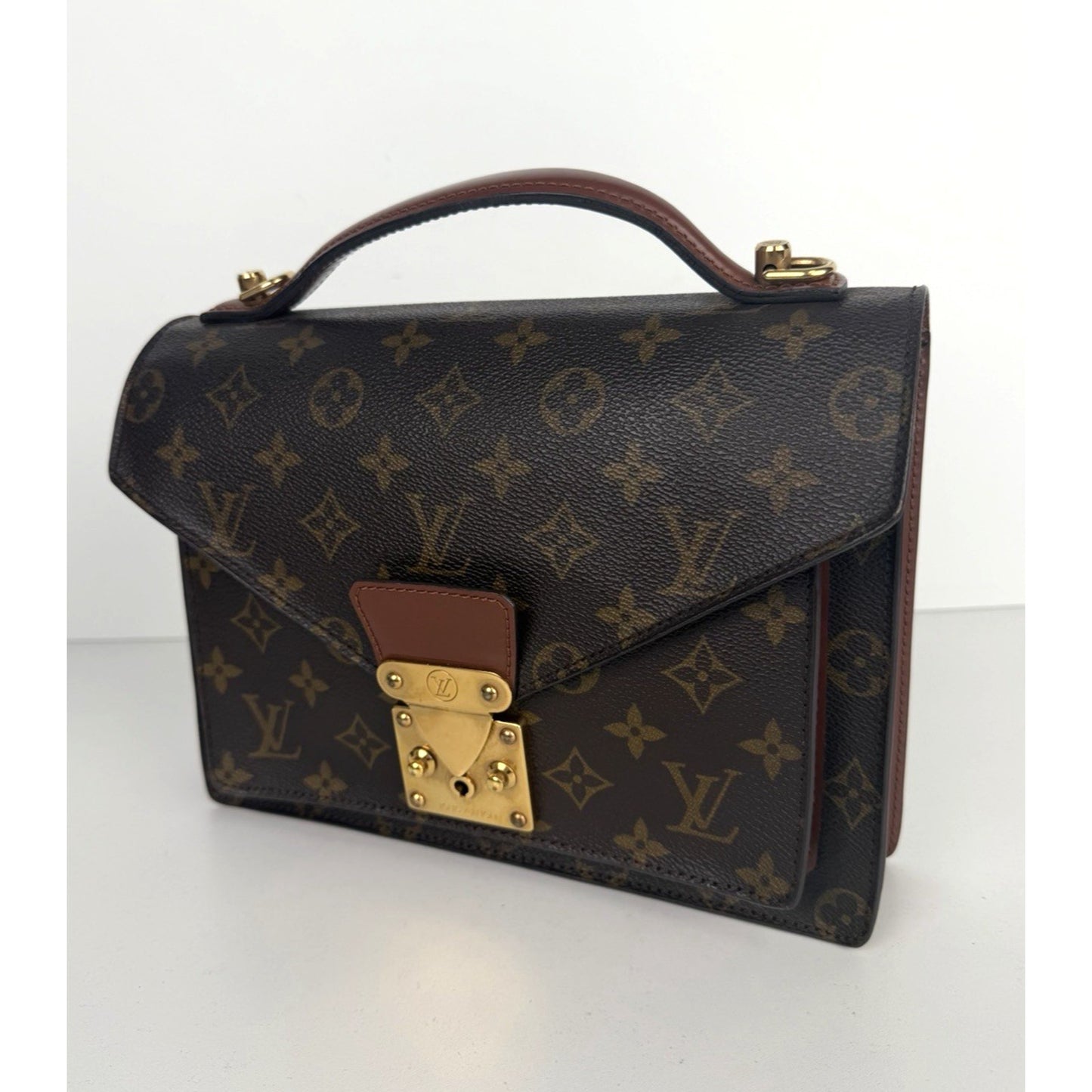 Louis Vuitton Monceau 28 Handbag Vintage Brown LV Monogram Coated Canvas 1994 S3