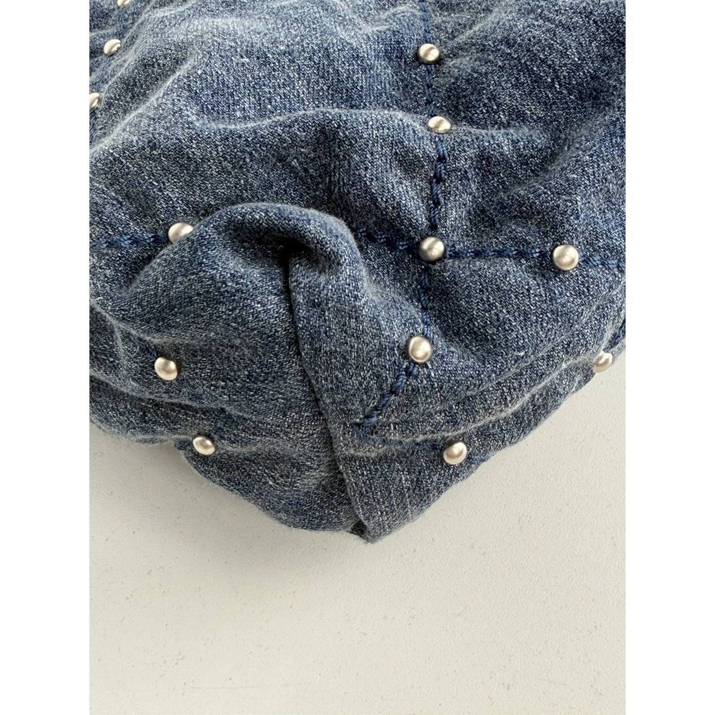 Chanel 22 Small Shoulder Hobo Bag in Denim With Studs and With a Pouch NFC E-3