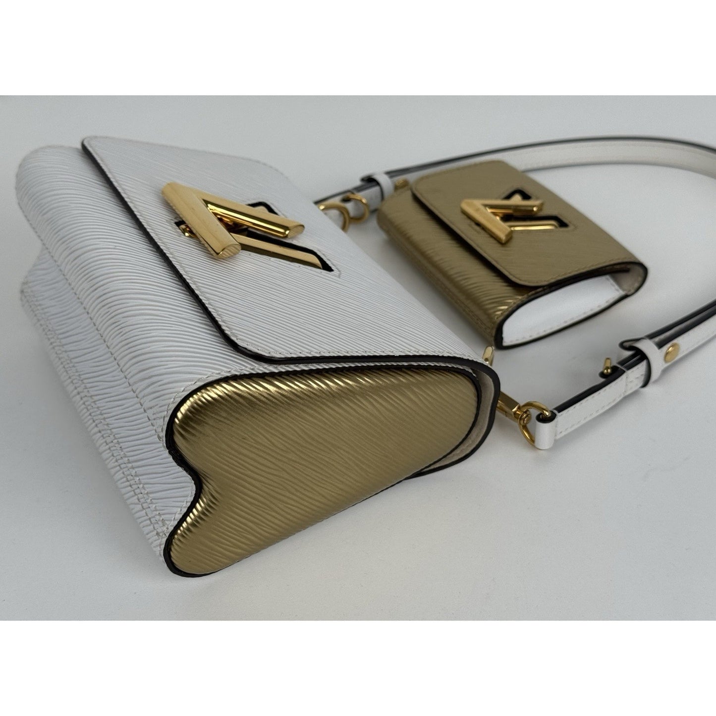 Louis Vuitton Twist PM and Twisty Epi Leather White and Gold