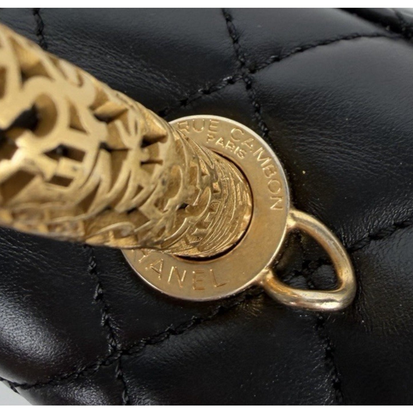 Chanel Coco Top Handle Mini Bag in Black Quilted Calfskin Leather NFC U-3