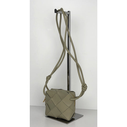 Bottega Veneta Mini Cassette Camera Bag in Green Intrecciato Leather
