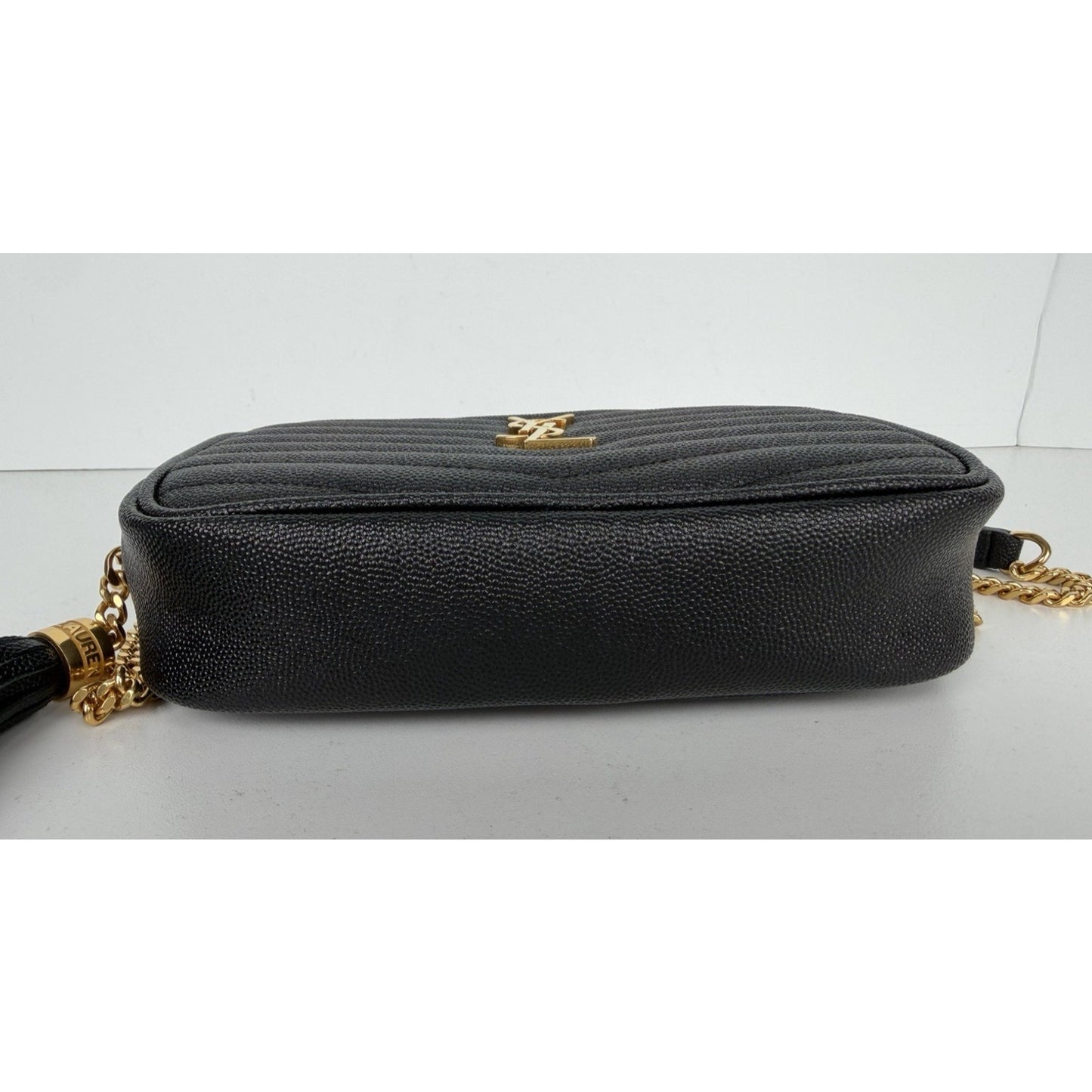 Saint Laurent Lou Camera Bag Mini in Black Quilted Grain De Poudre Leather S-01