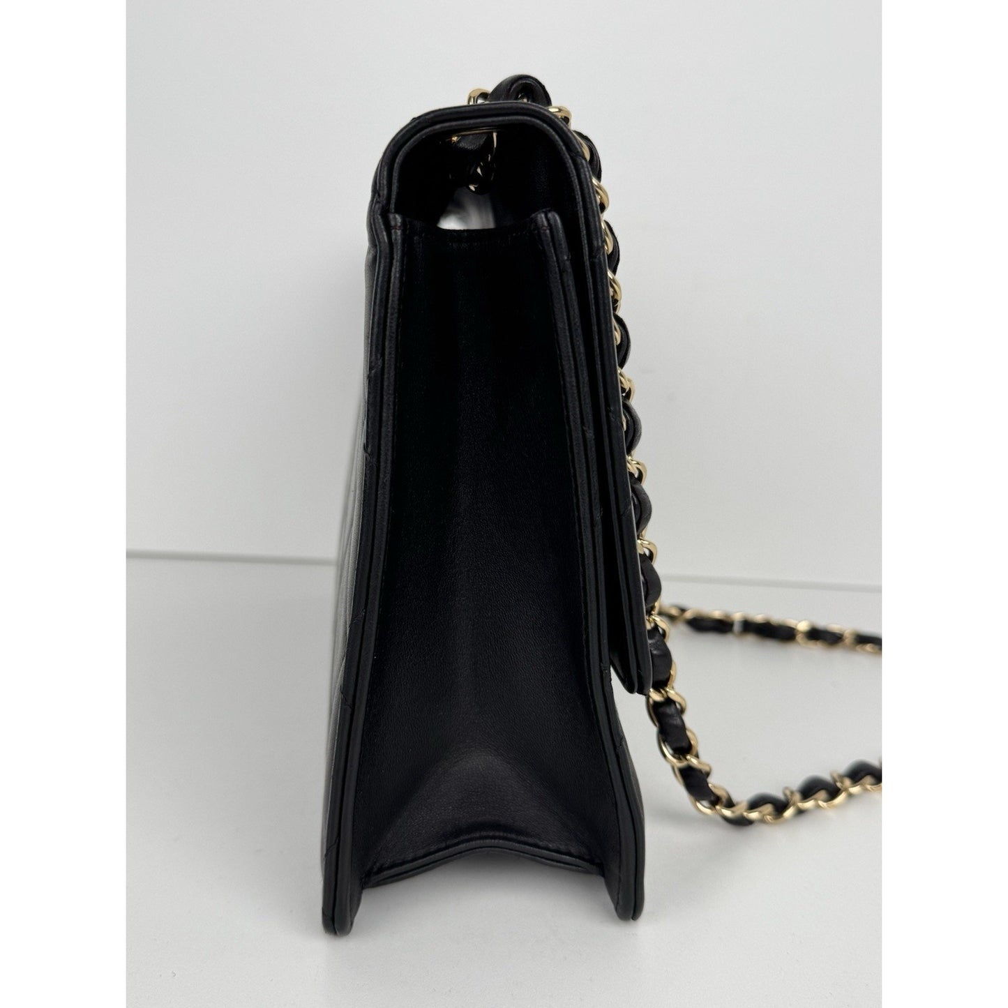 CHANEL Leather Quilted Golden Class Flap Black B-6