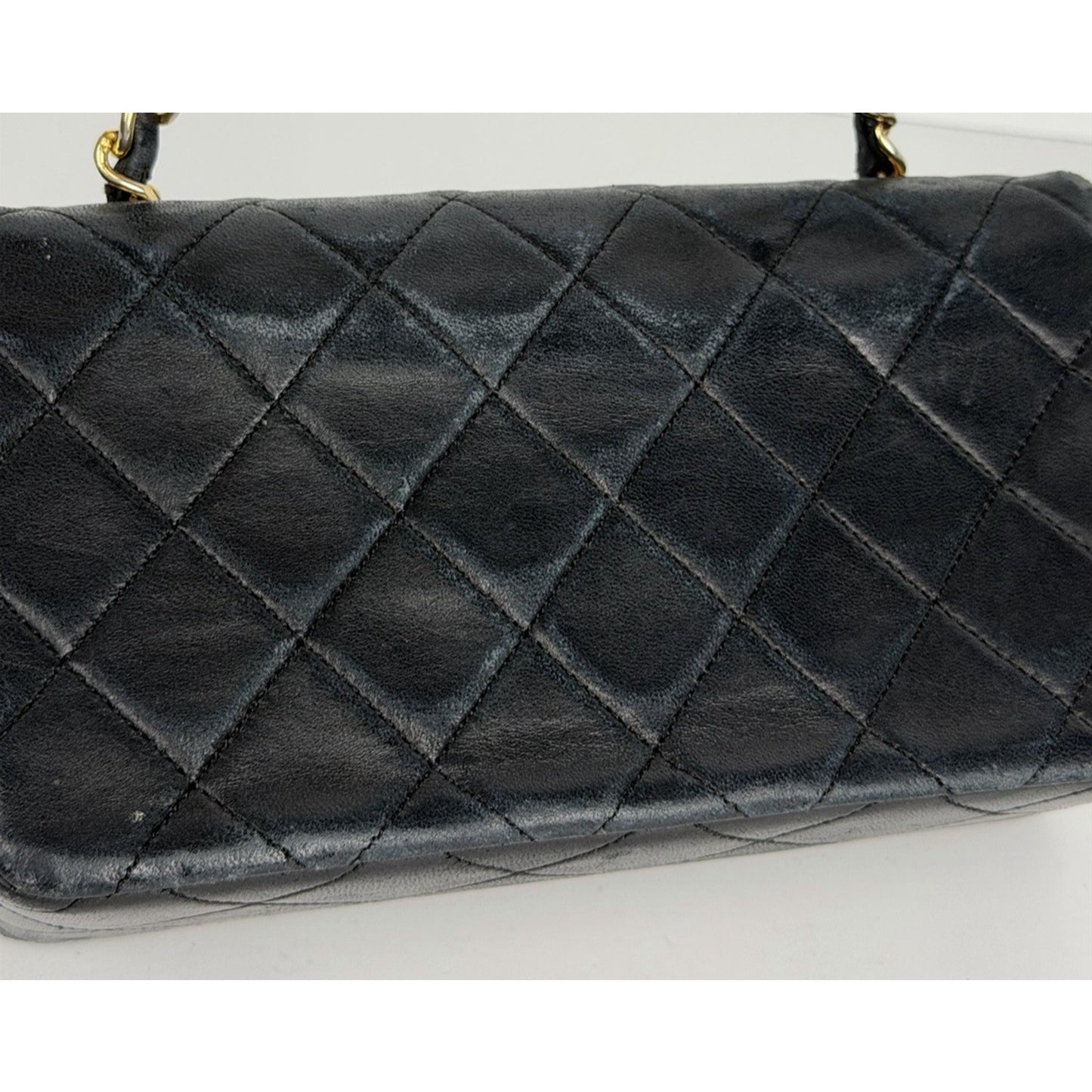 Chanel Mini Single Flap Bag Black Quilted Lambskin Leather 1989-1991 U2