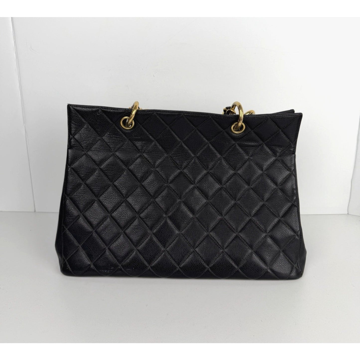 Chanel Grand Shopping Tote Bag in Quilted Black Caviar Leather 1996-1997 C6