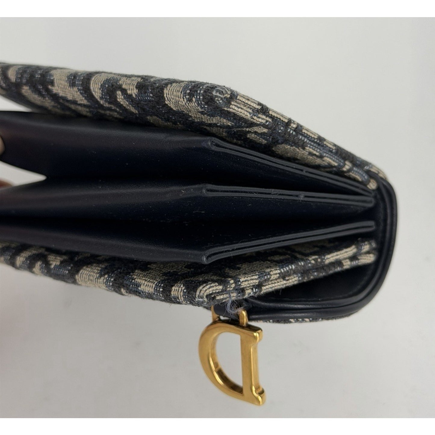 Christian Dior Saddle 5 Gusset Compact Wallet in Blue Oblique Canvas 2023