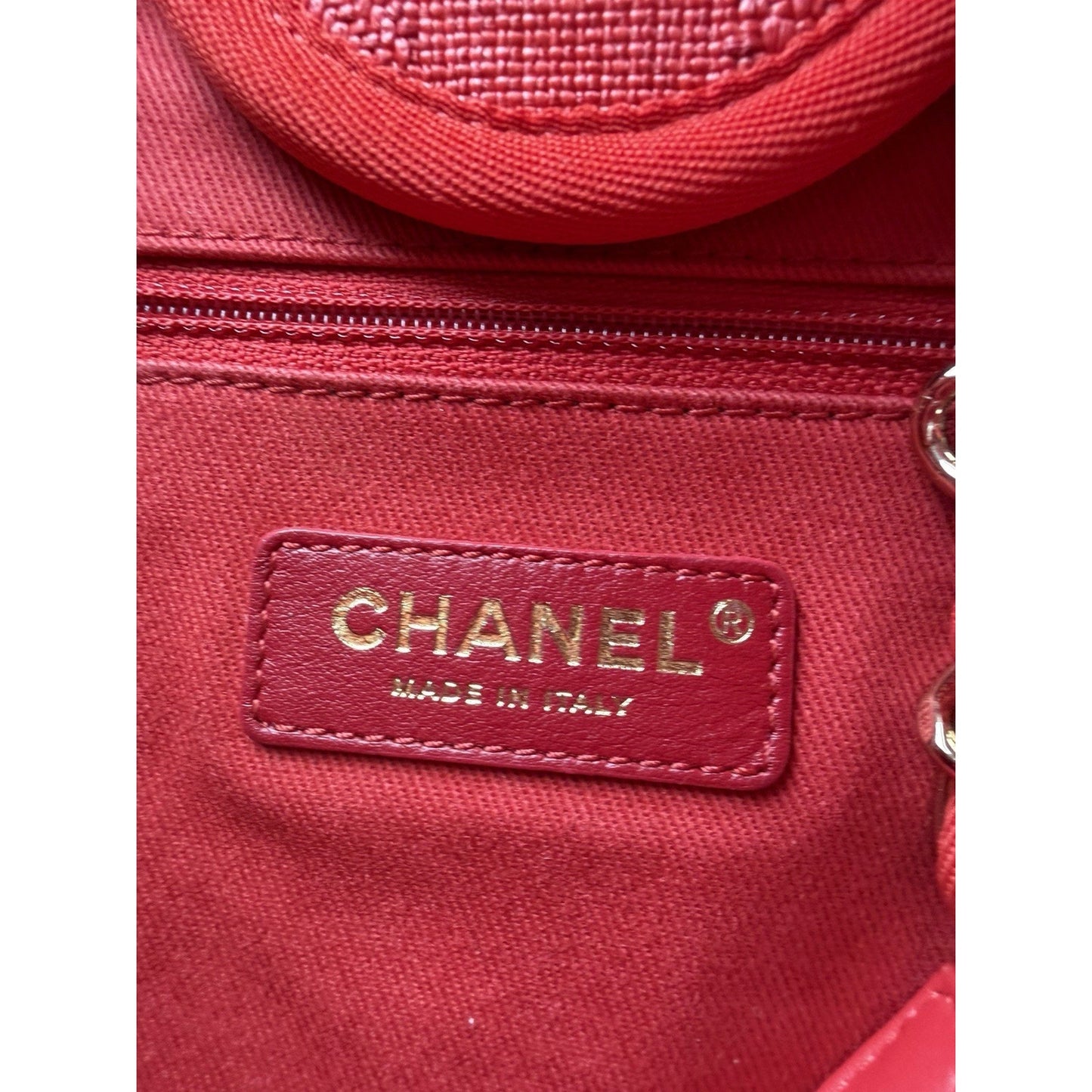 Chanel Deauville Tote Bag Medium Red Canvas with Champagne-Tone Hardware 2019 C6