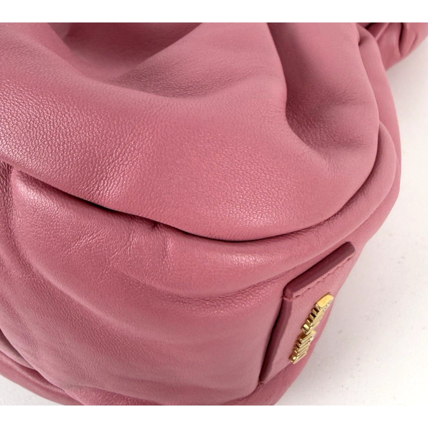 Miu Miu Nappa Knot Top Handle Shoulder Large Puffer Bag in Pink S-15