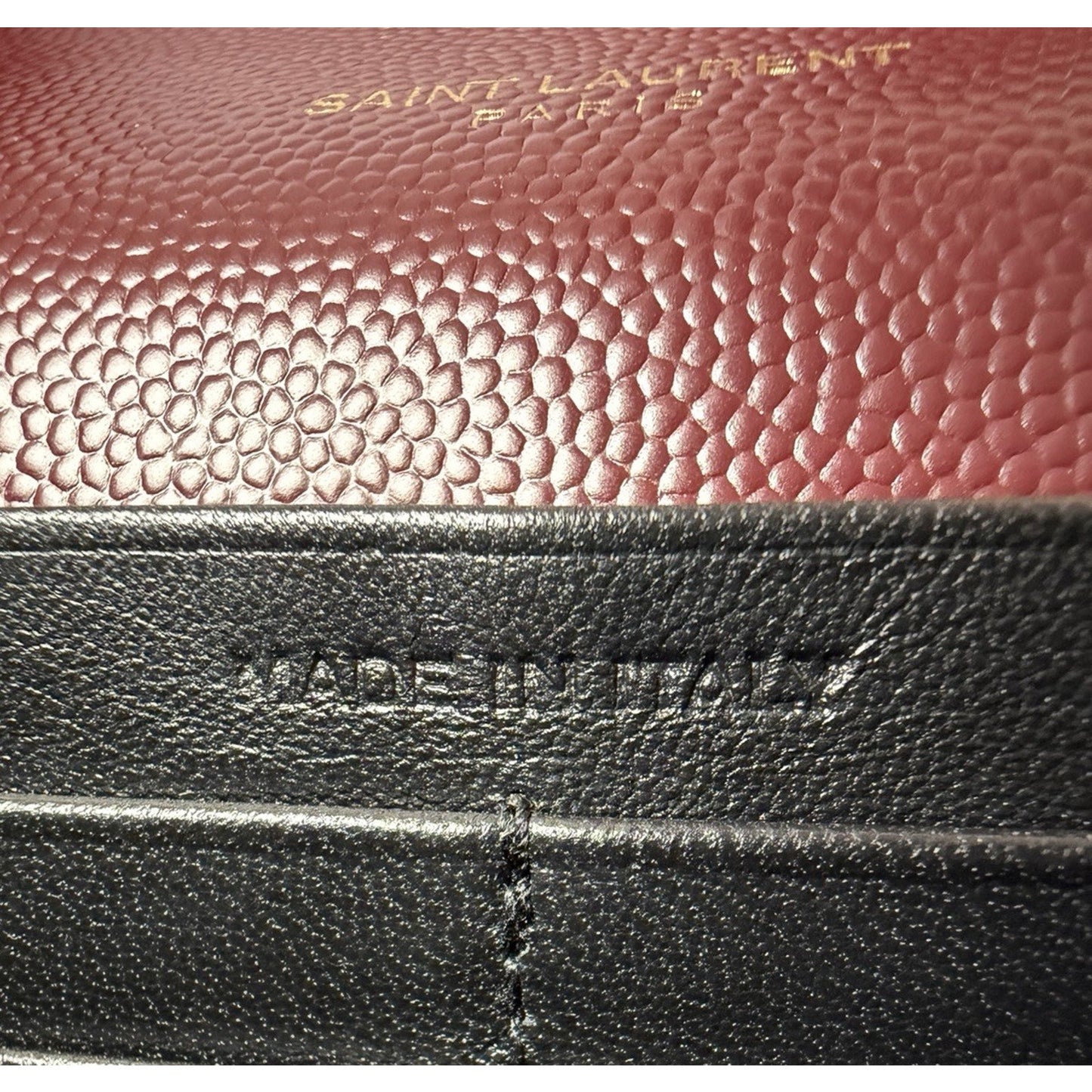 Saint Laurent Cassandra Medium Chain Shoulder Bag Burgundy Leather S2