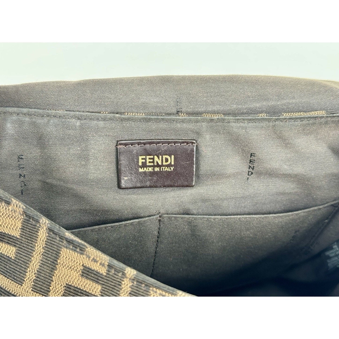 Fendi Tobacco Zucca Canvas Flap Crossbody Bag with Gold Hardware D-1