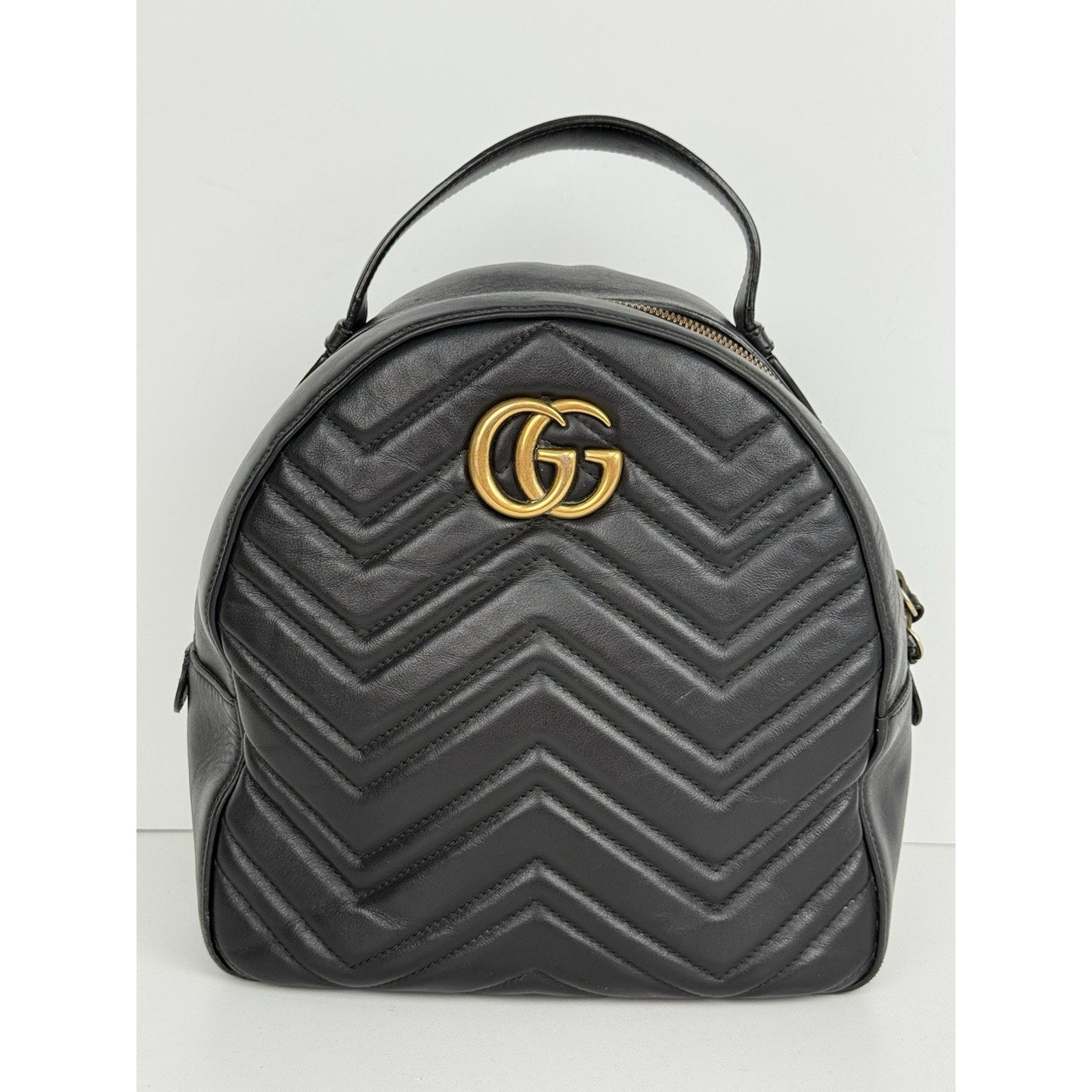 GUCCI Calfskin Matelassé GG Marmont Dome Backpack Black