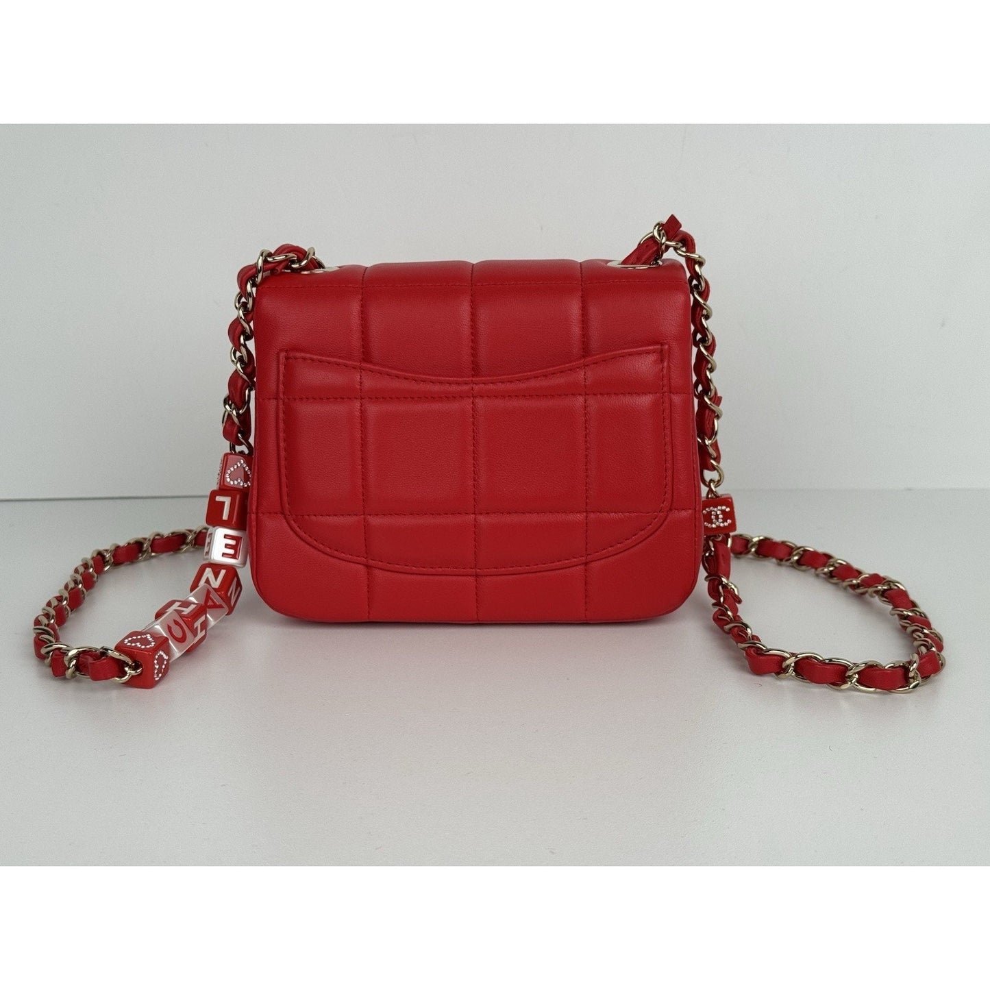 Chanel Lambskin Resin Crystal Square Quilted Monacoco Mini Flap Red C-6