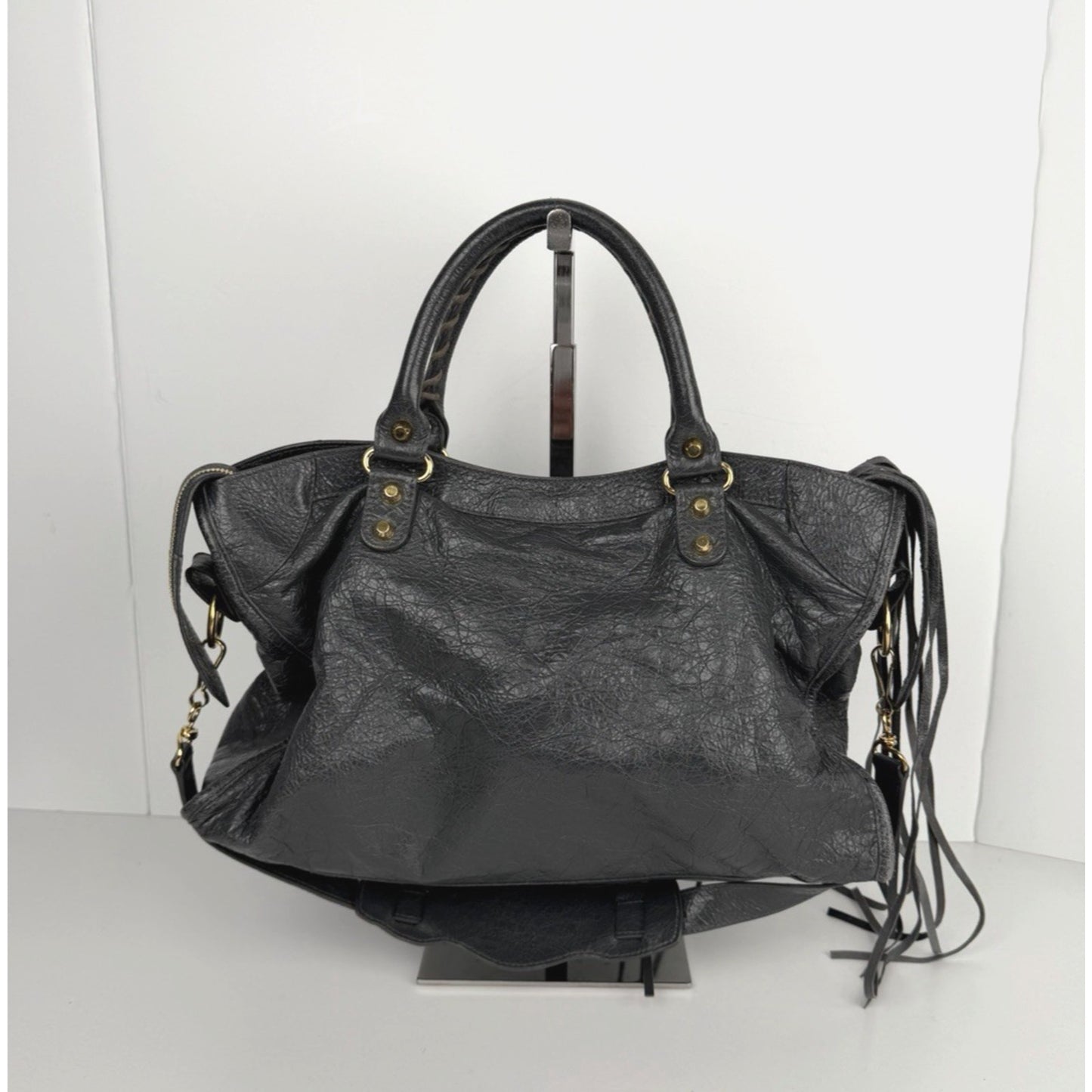Balenciaga Classic City Shoulder Bag in Gray Textured Leather Medium S