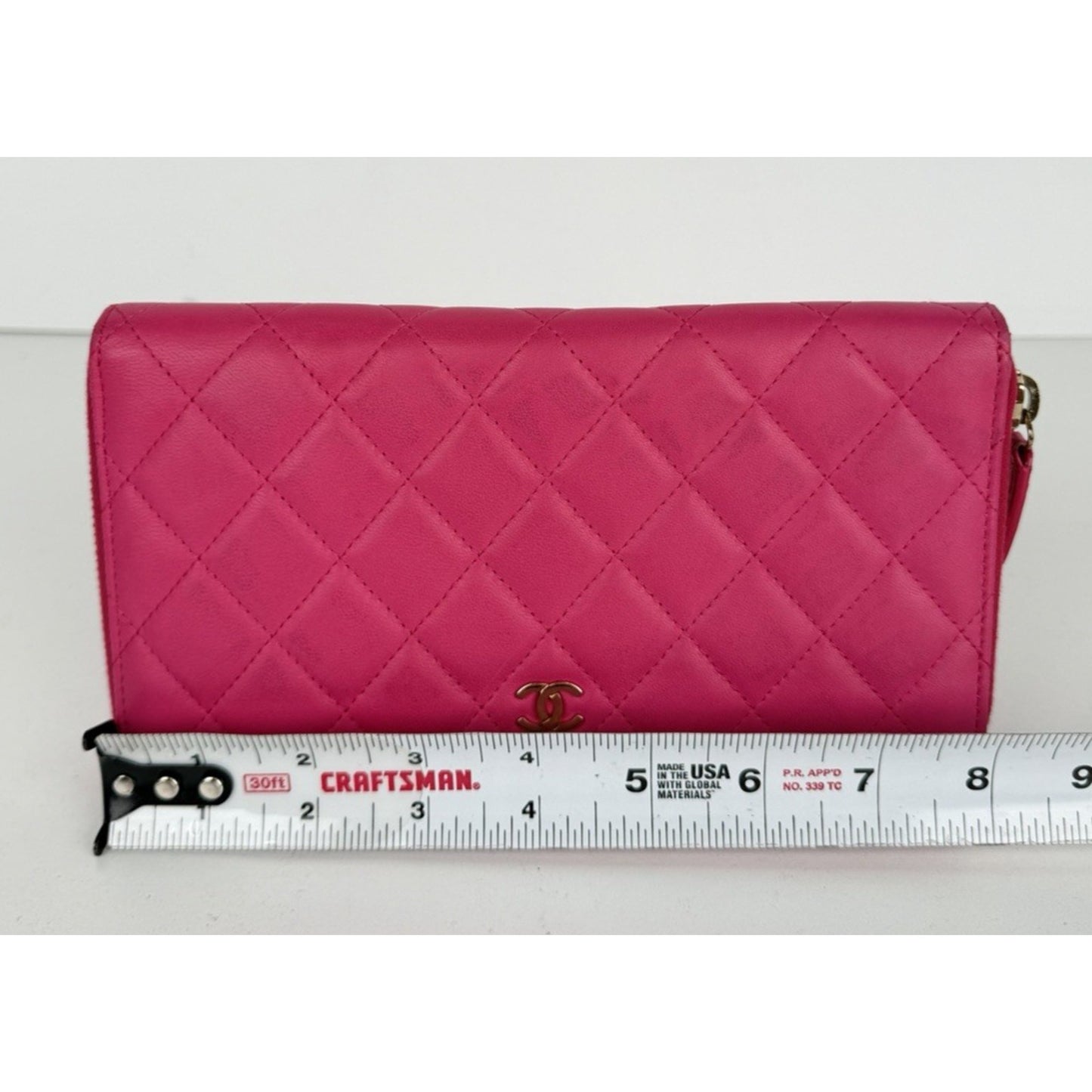 Chanel Quilted Leather Wallet in Raspberry Pink CC Logo 2016 K3