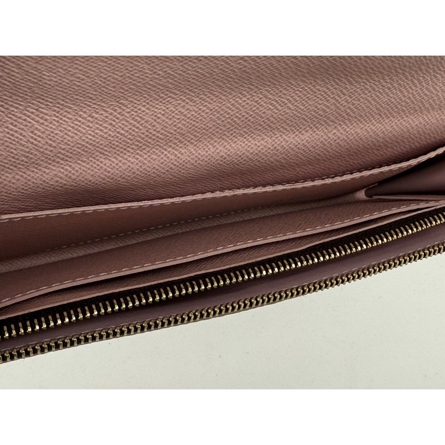 Louis Vuitton Damier Ebene Caïssa Wallet Rose Ballerine with Gold Hardware