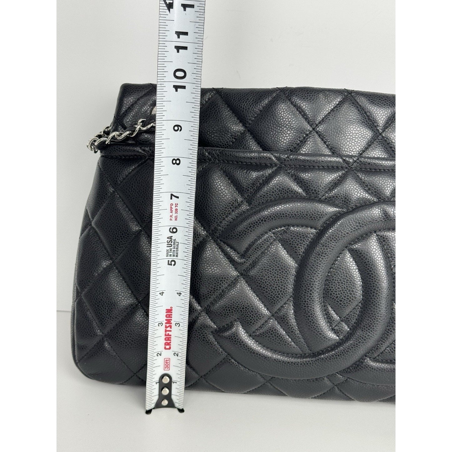 Chanel Timeless CC Soft Tote Bag in Black Quilted Caviar Leather (2012) B-6
