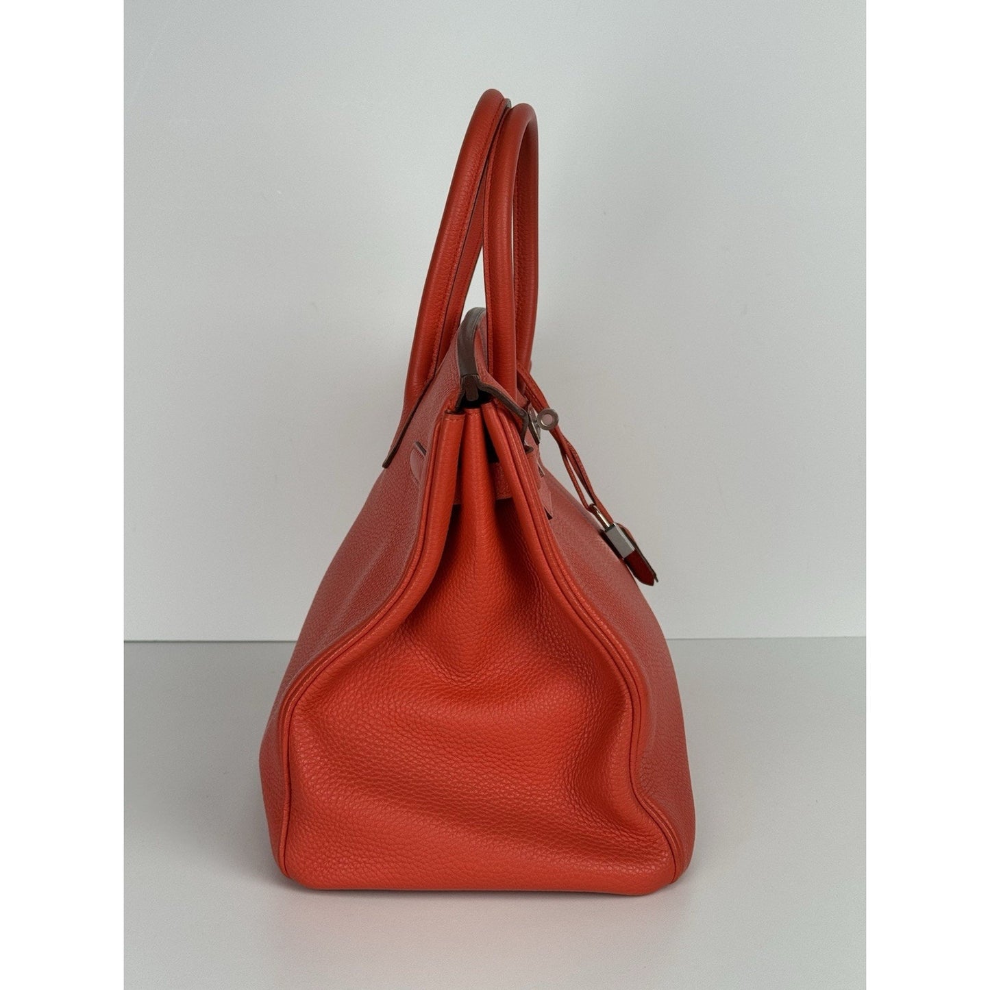 Hermes Birkin 35 Handbag in Red Clemence Leather with Palladium Hardware D-4