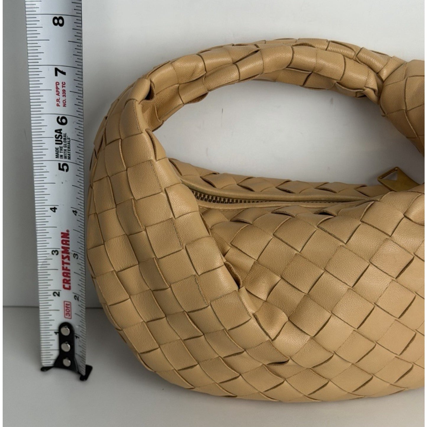 Bottega Veneta Jodie Hobo HandBag Mini Caramel Interacciato Woven Leather S11
