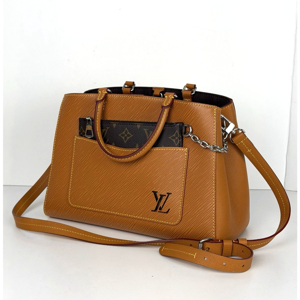 Louis Vuitton Marelle MM Tote Shoulder Handbag in Honey-Gold Epi Leather NFC D4