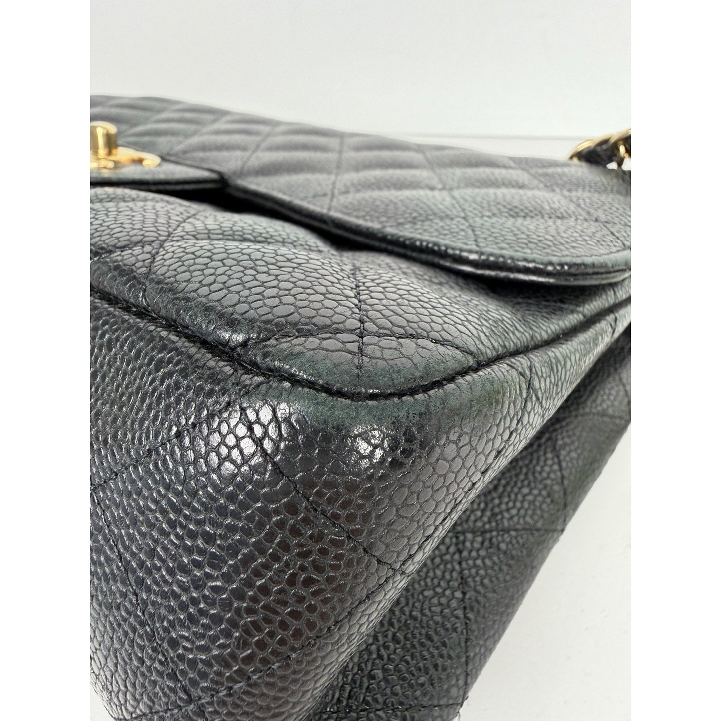 Chanel Classic Caviar Jumbo Double Flap Bag in Black Leather 2009-2010 U1