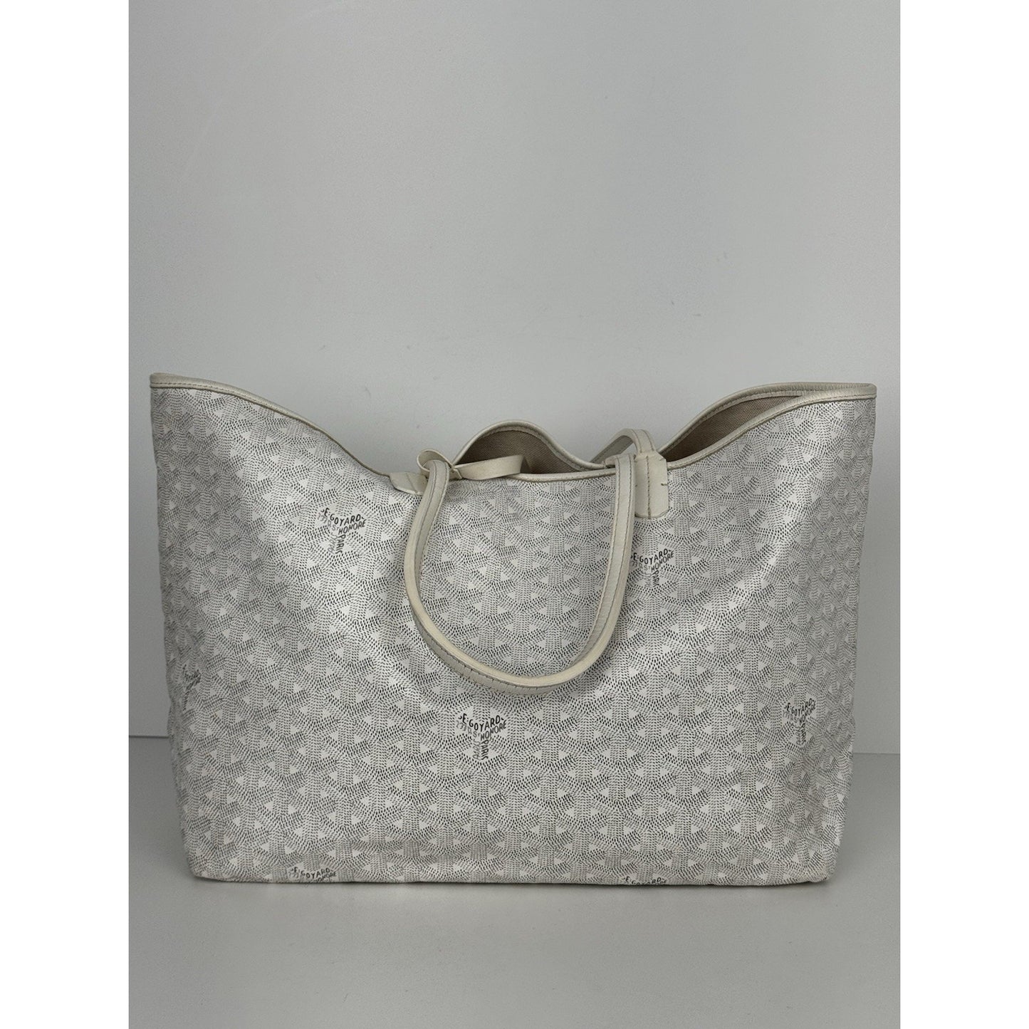 Goyard Saint Louis Tote Bag in White Goyardine Canvas with Pouch E-2