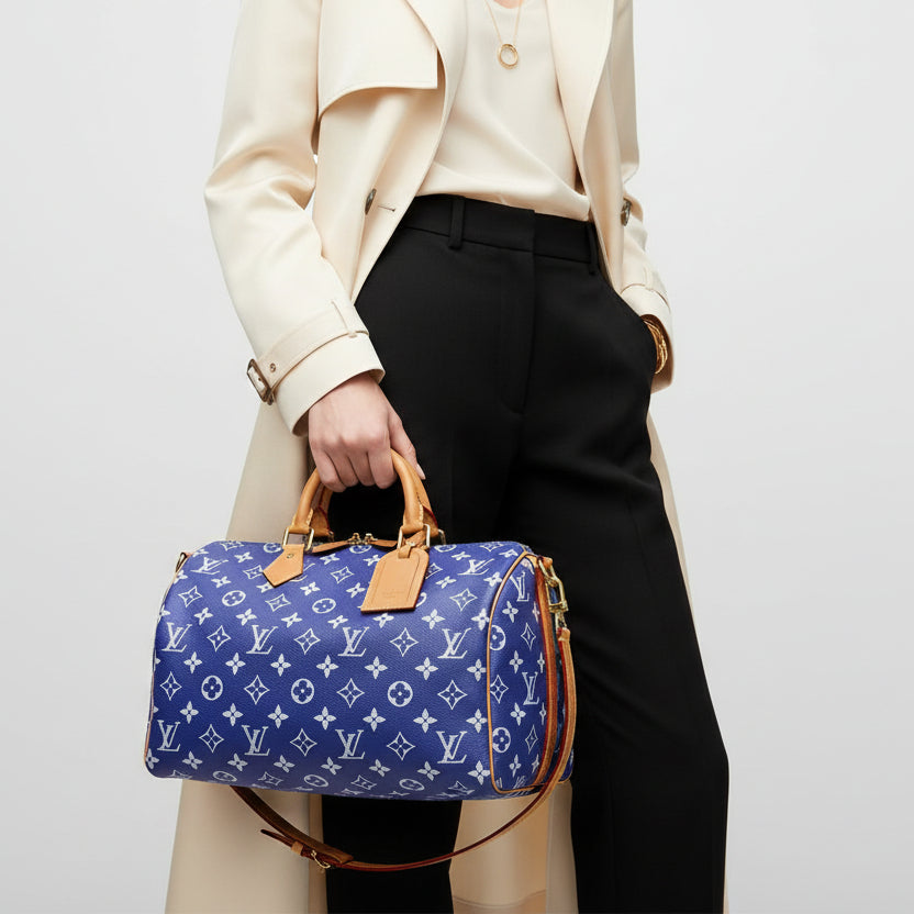 Louis Vuitton Speedy P9 Bandouliere 40 in Purple Monogram Calfskin Microchipped