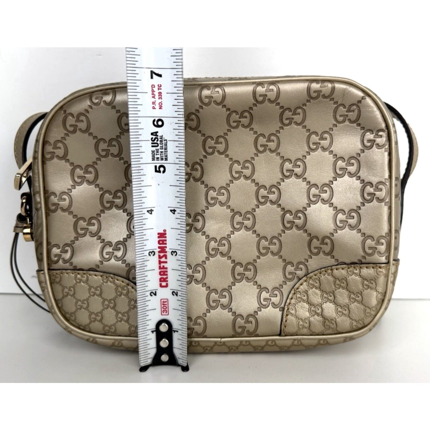Gucci Bree Disco Mini Crossbody Bag in Gold Embossed Guccissima Leather S-10