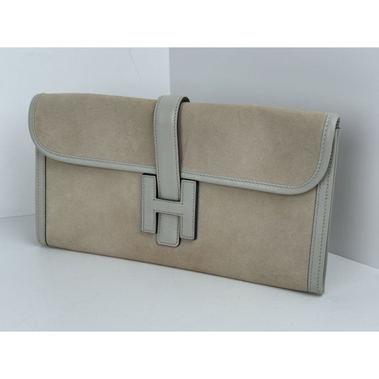 Hermes Jige Elan Clutch Swift 29 Beige Leather
