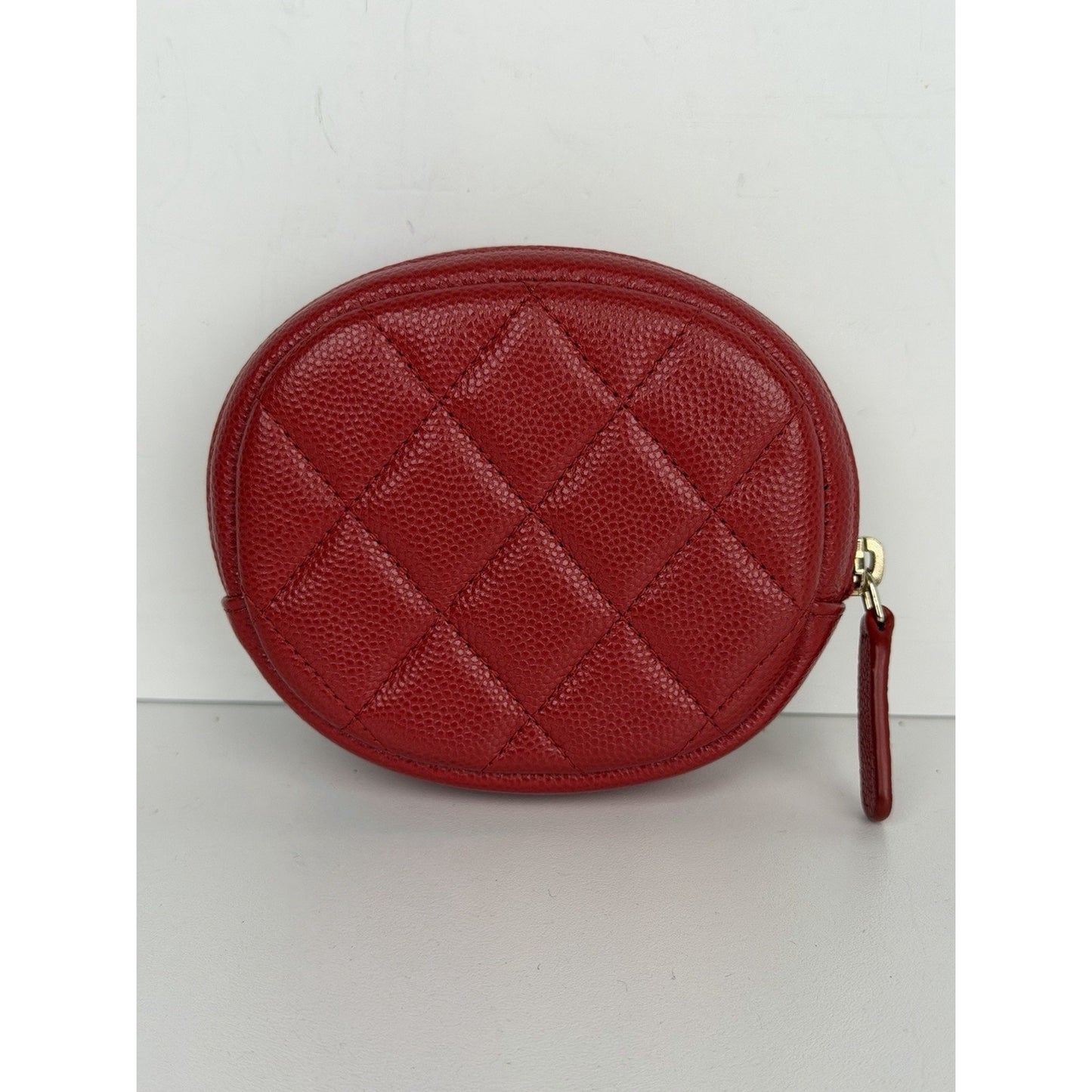Chanel Round Coin Purse Red Quilted Caviar Leather & Gold-tone Hardware 2019 K2