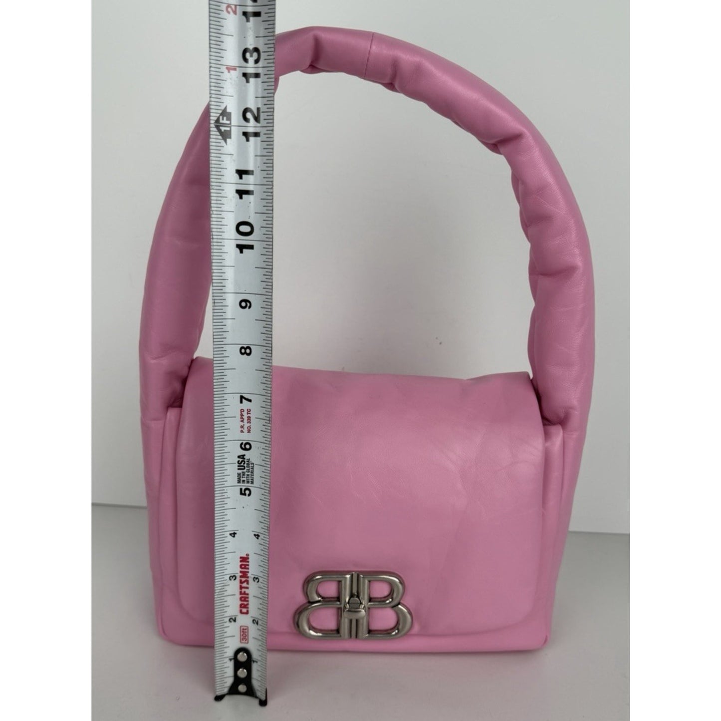 Balenciaga Monaco Small Sling Bag in Pink Puffy Leather E7