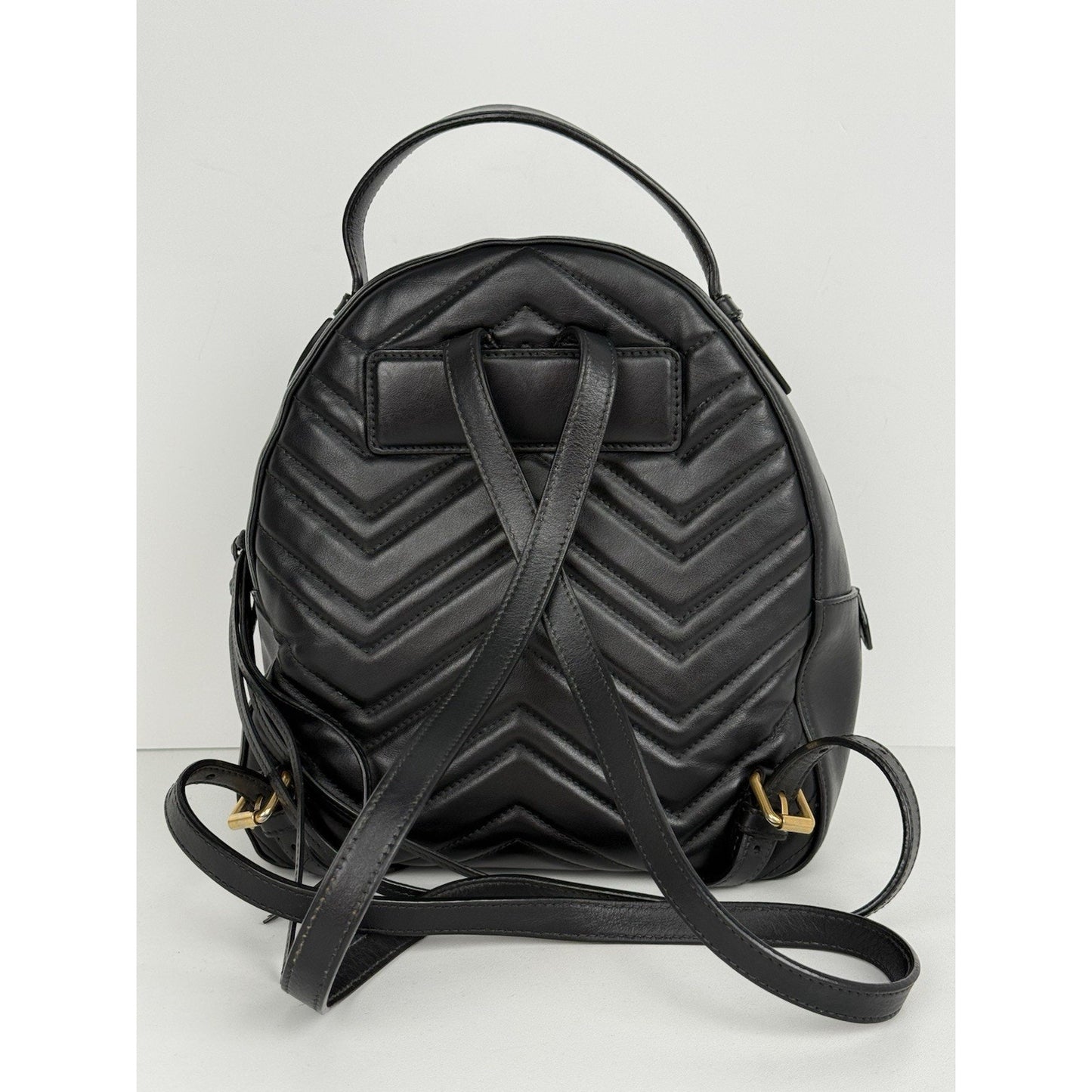 GUCCI Calfskin Matelassé GG Marmont Dome Backpack Black