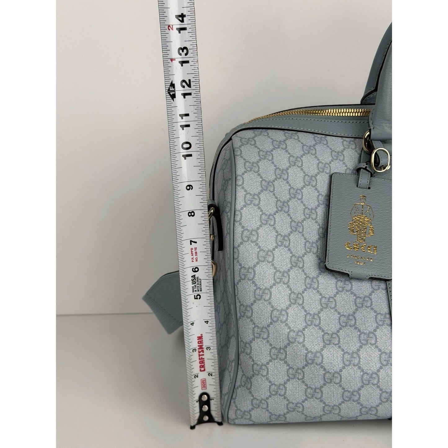 Gucci Ophidia Medium Duffle Bag in Blue GG Supreme Canvas and Leather