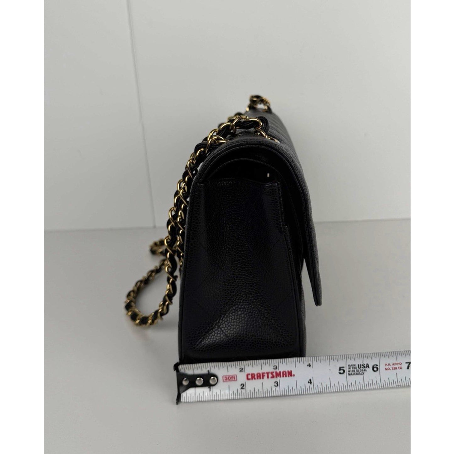 Chanel Classic Double Flap Shoulder Bag Jumbo in Black Caviar Leather 2025 dR-1
