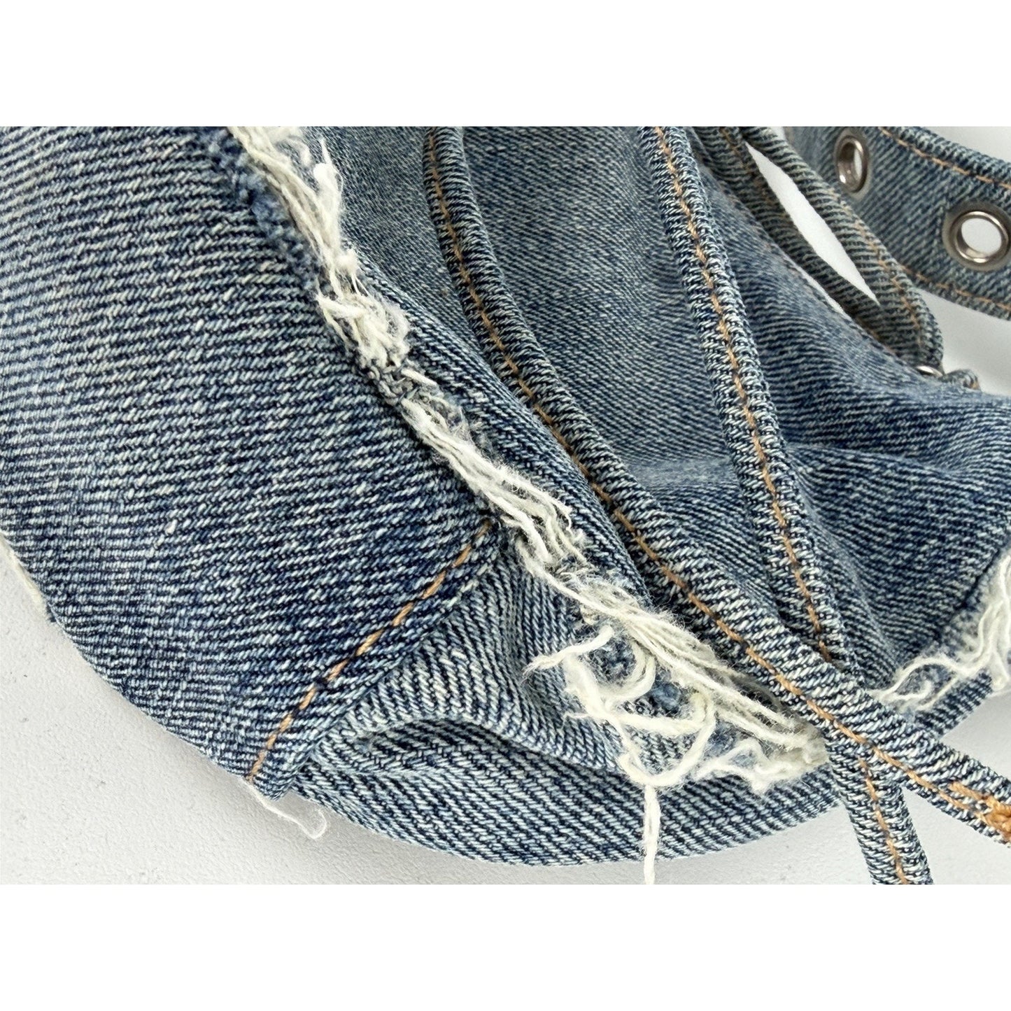 Balenciaga Le Cagole Bag XS in Blue Distressed Denim with Crystal Hardware S-01
