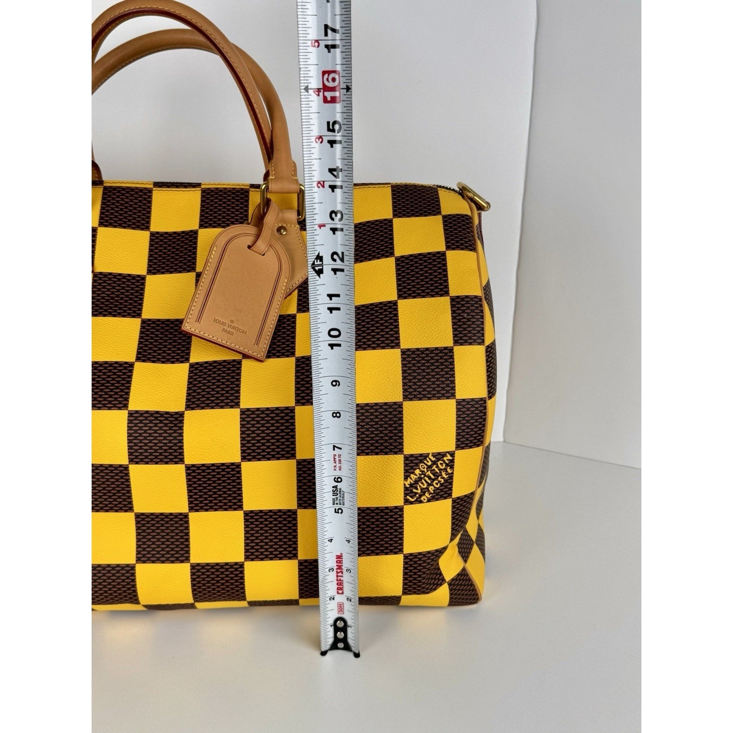 Louis Vuitton Speedy 55 Bandouliere Damier Pop Yellow and Brown Canvas