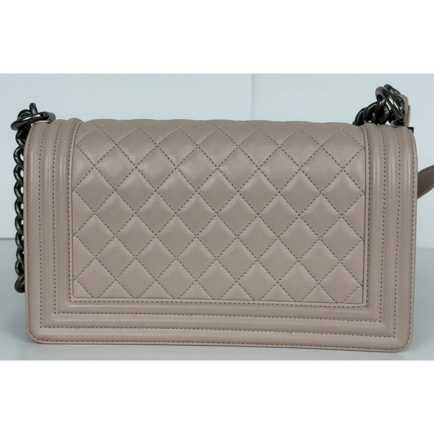 Chanel Medium Quilted Leather Boy Bag in Light Pink F1