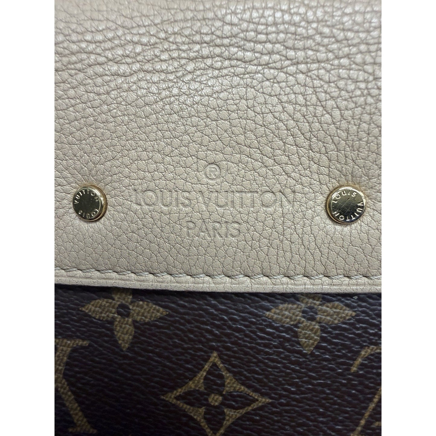 Louis Vuitton Pallas Chain Bag Beige Leather & Brown LV Monogram Canvas 2015 S05