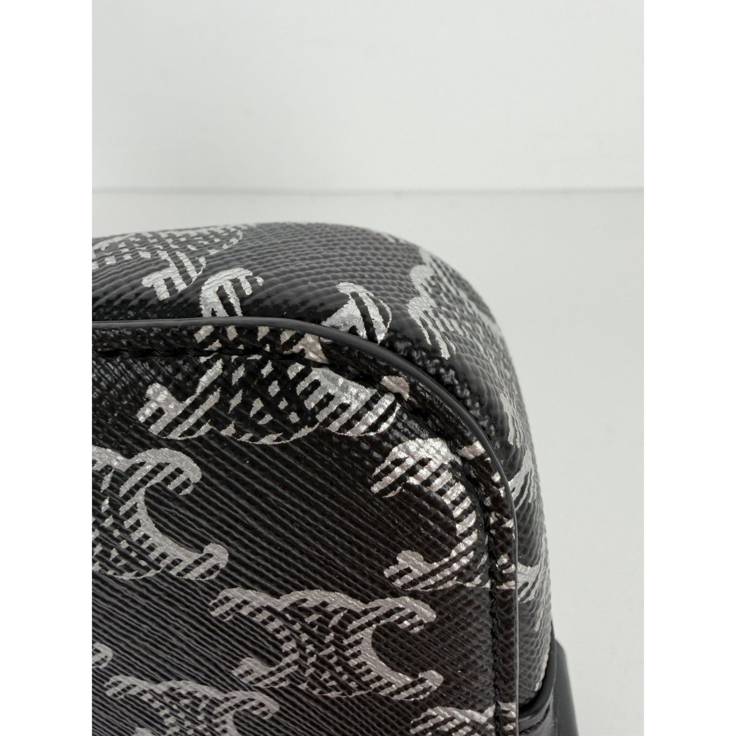 Celine Triomphe Horizontal Pouch Black Coated Canvas Smooth Calfskin Trim K2